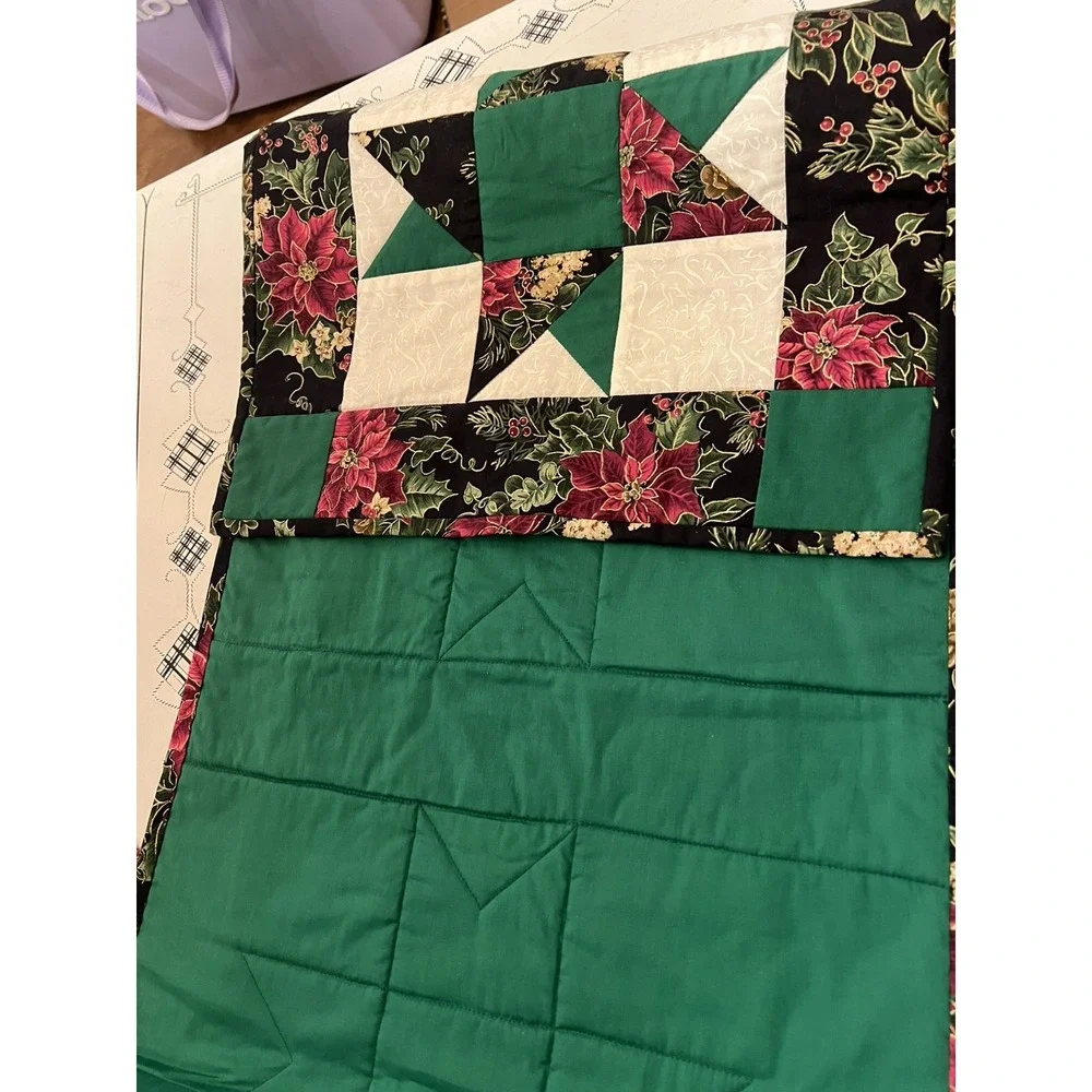 Handmade Quilted Christmas Table Runner Star BlocksCountry 68